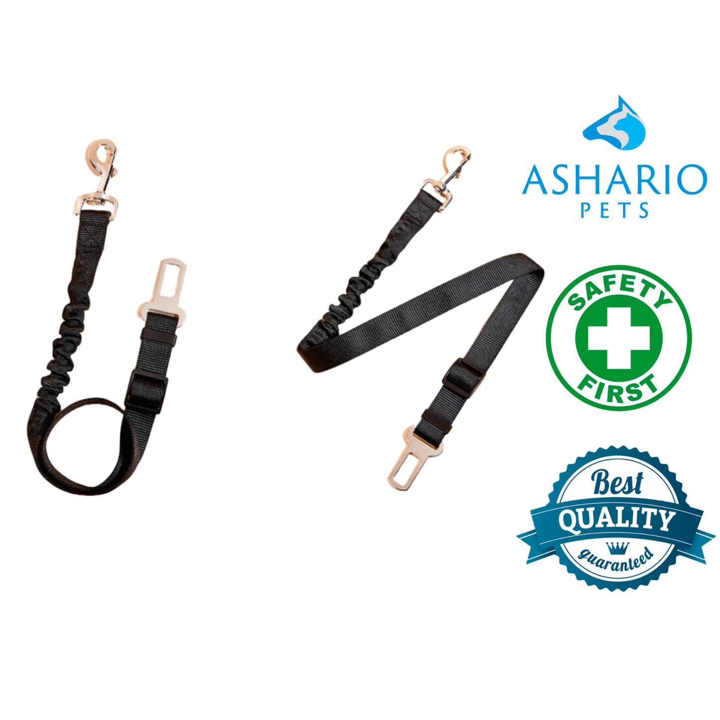 Ashario pets large retractable dog car belt with metal clips and safety first quality assurance