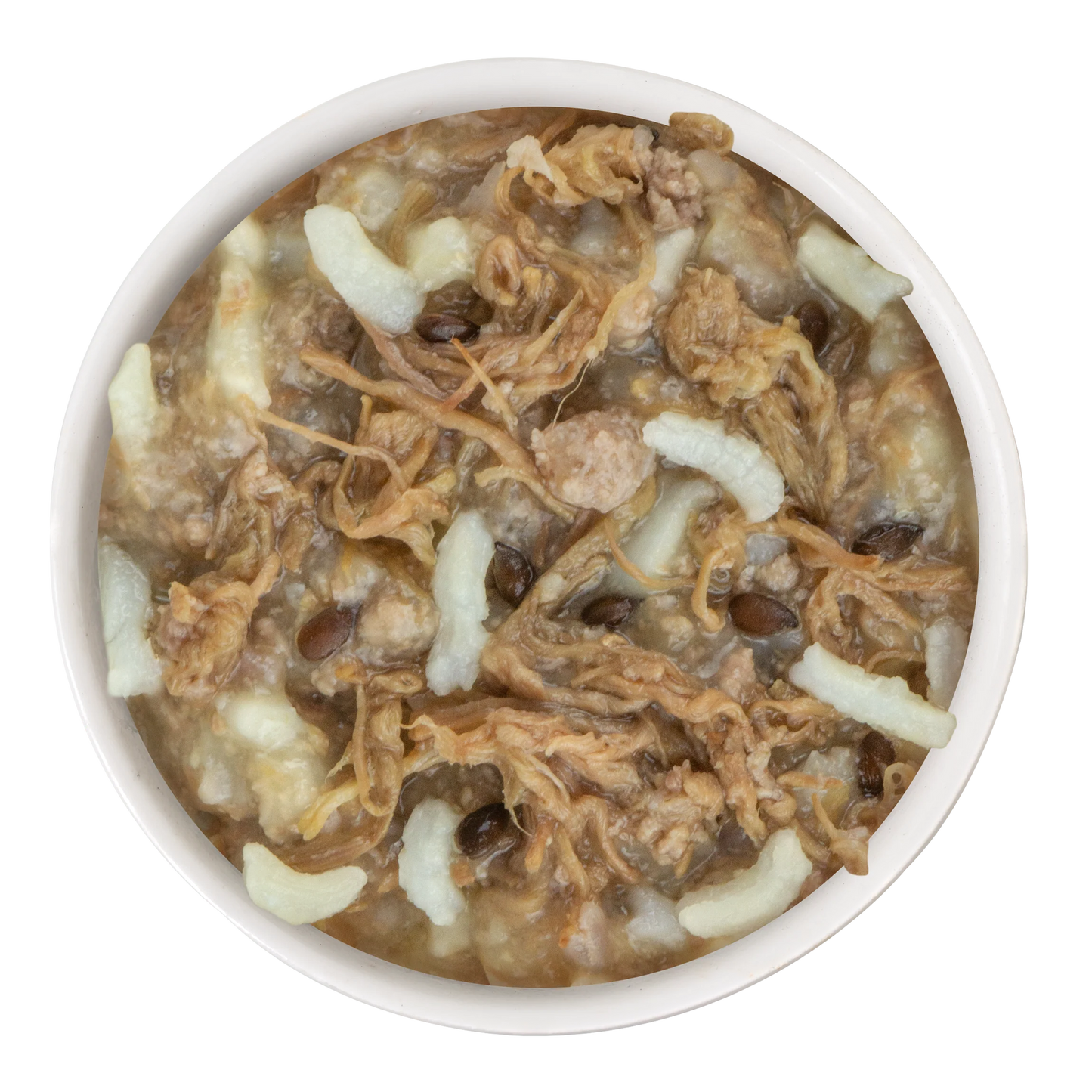 Weruva wet dog food featuring shredded meat and vegetables in a savory sauce for healthy canine meals