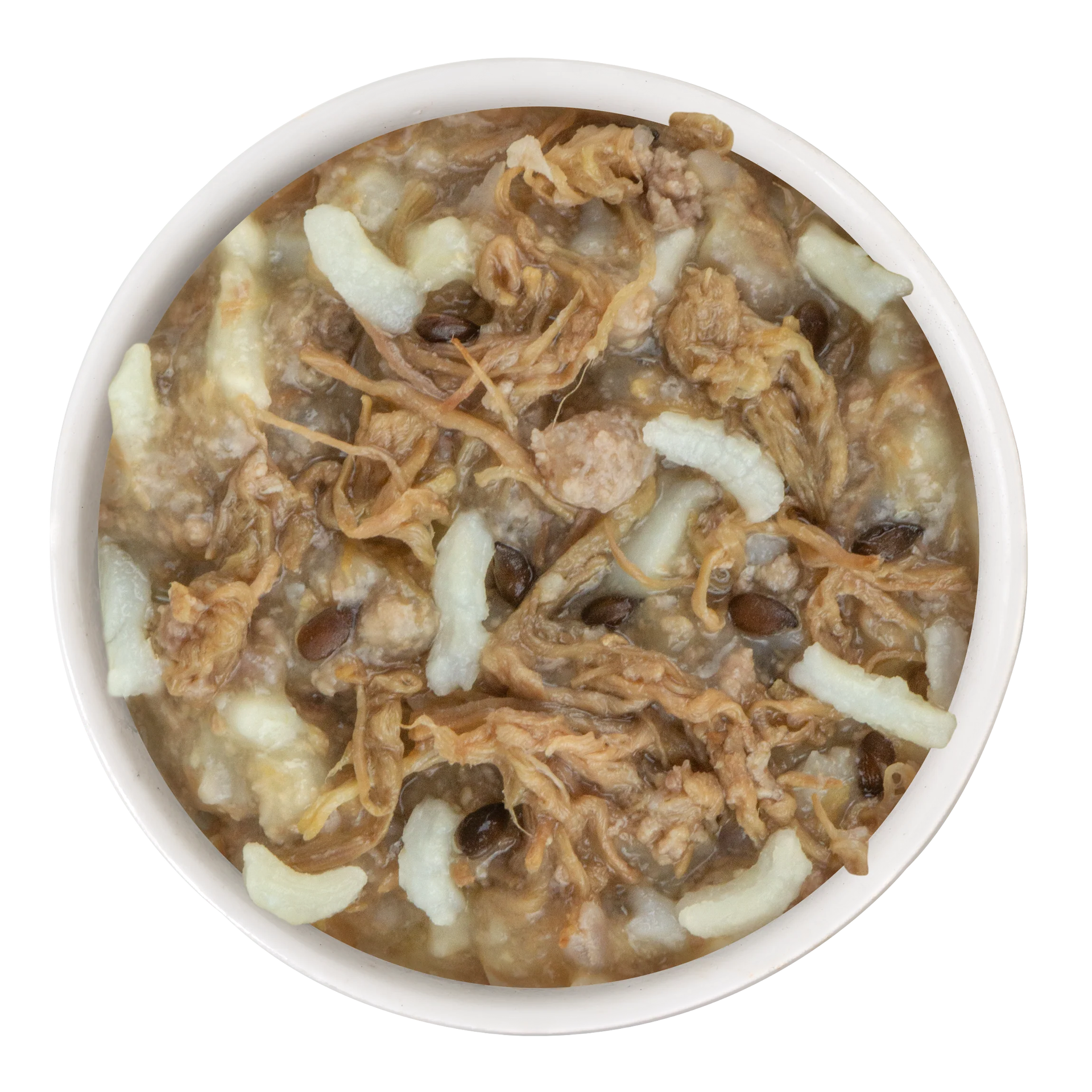 Weruva wet dog food featuring shredded meat and vegetables in a savory sauce for healthy canine meals