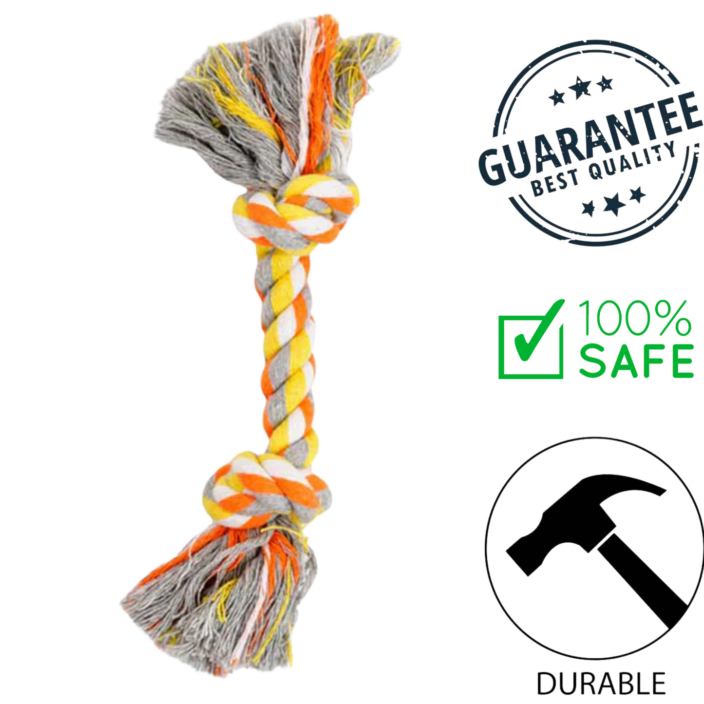 BuD'z - Rope With 2 Knots Orange & Yellow - 8.5 In