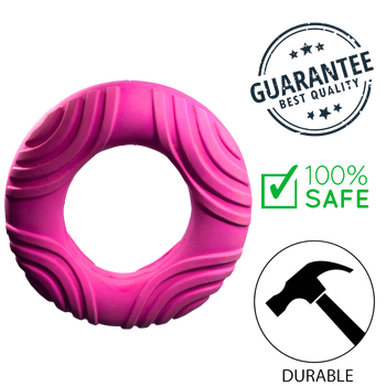 BuD'z pink budz squeaky dog toy ring with textured surface for safe and durable play