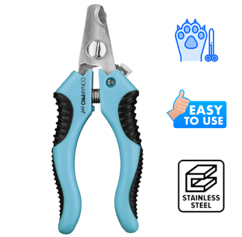 Conairpro cat small nail trimmers with ergonomic blue and black handles for easy grooming