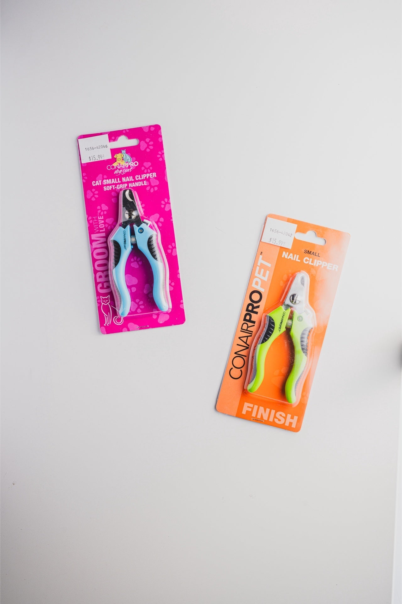 Conairpro small dog nail clippers with ergonomic handles on retail packaging for pet grooming