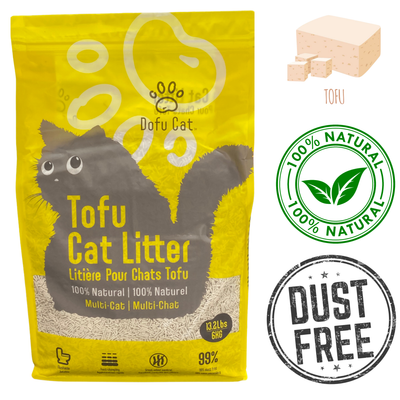 Dofu natural tofu cat litter in a 12 lbs bag, 100 percent natural and dust free for healthy cat care
