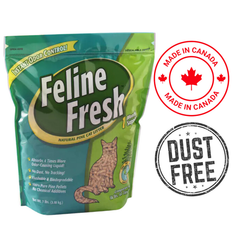 Feline Fresh natural pine cat litter bag with instant odor control and biodegradable pellets
