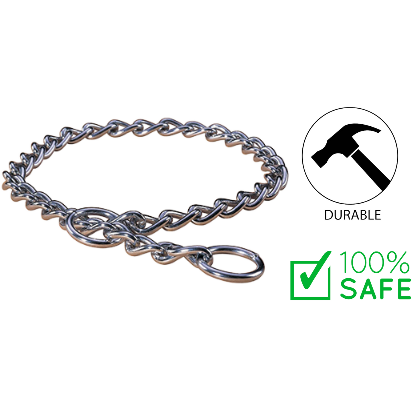 Hamilton slip collar for medium dogs made of durable metal chain with safety features