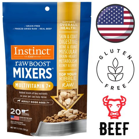 Instinct rawboost mixers multivitamin 7 plus dog treats for senior dogs with real beef and raw ingredients