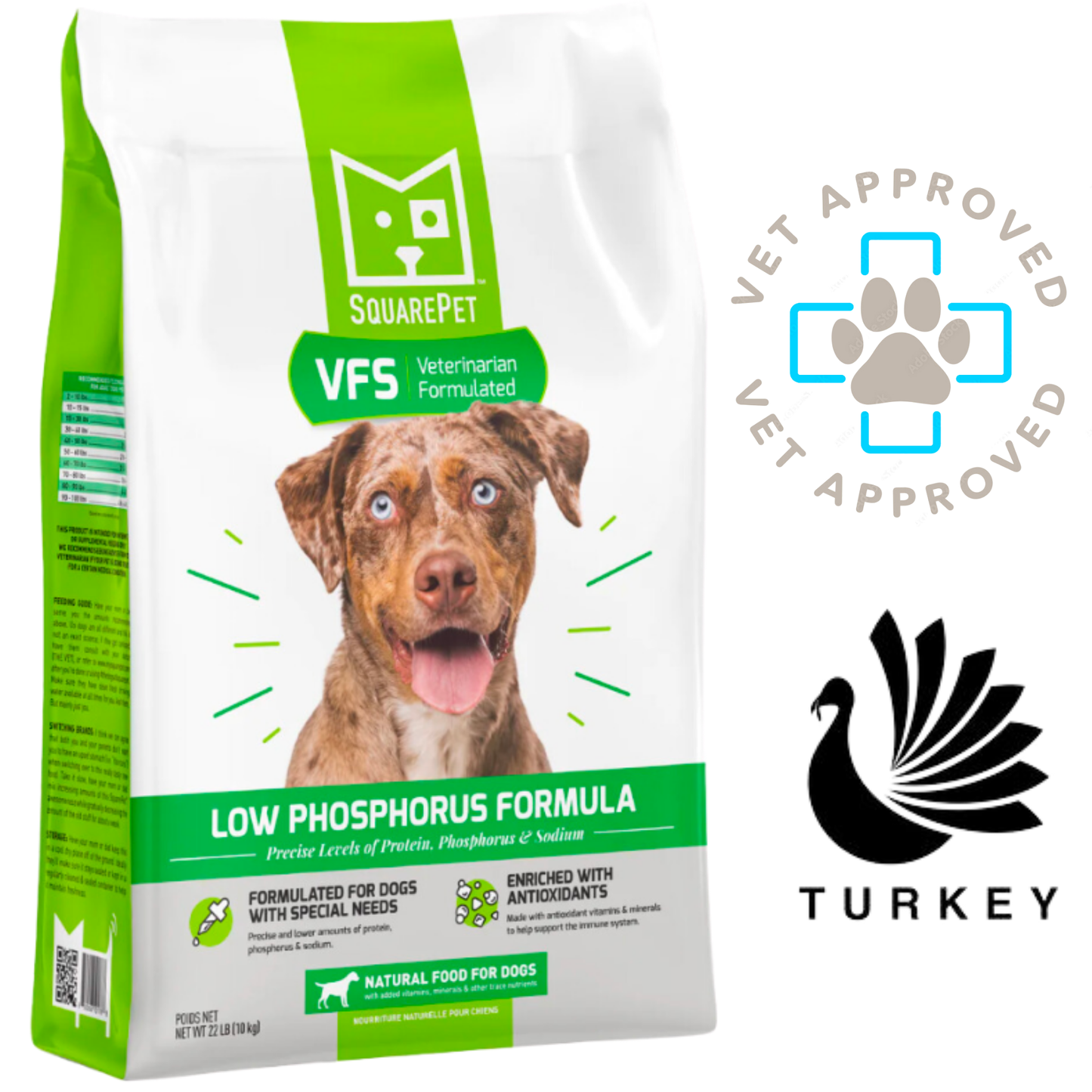 SquarePet - Low Phosphorus Dry Dog Food - 4.4 lb, 22 lb 4