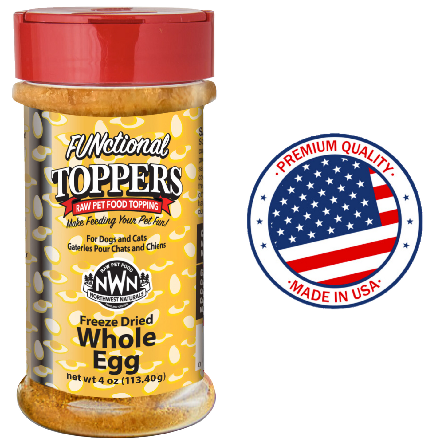 Northwest Naturals egg toppers freeze dried whole egg raw pet food topping for dogs and cats