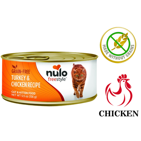 Nulo freestyle turkey chicken cat food grain-free wet cat and kitten food can 5.5 oz