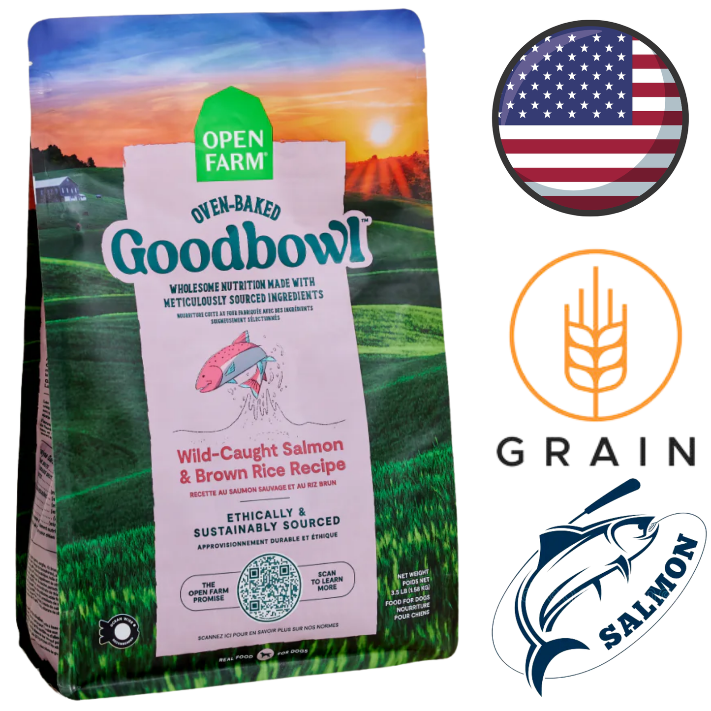 Open Farm - Goodbowl Wild Caught Salmon & Brown Rice Dry Dog Food - 3.5 lb