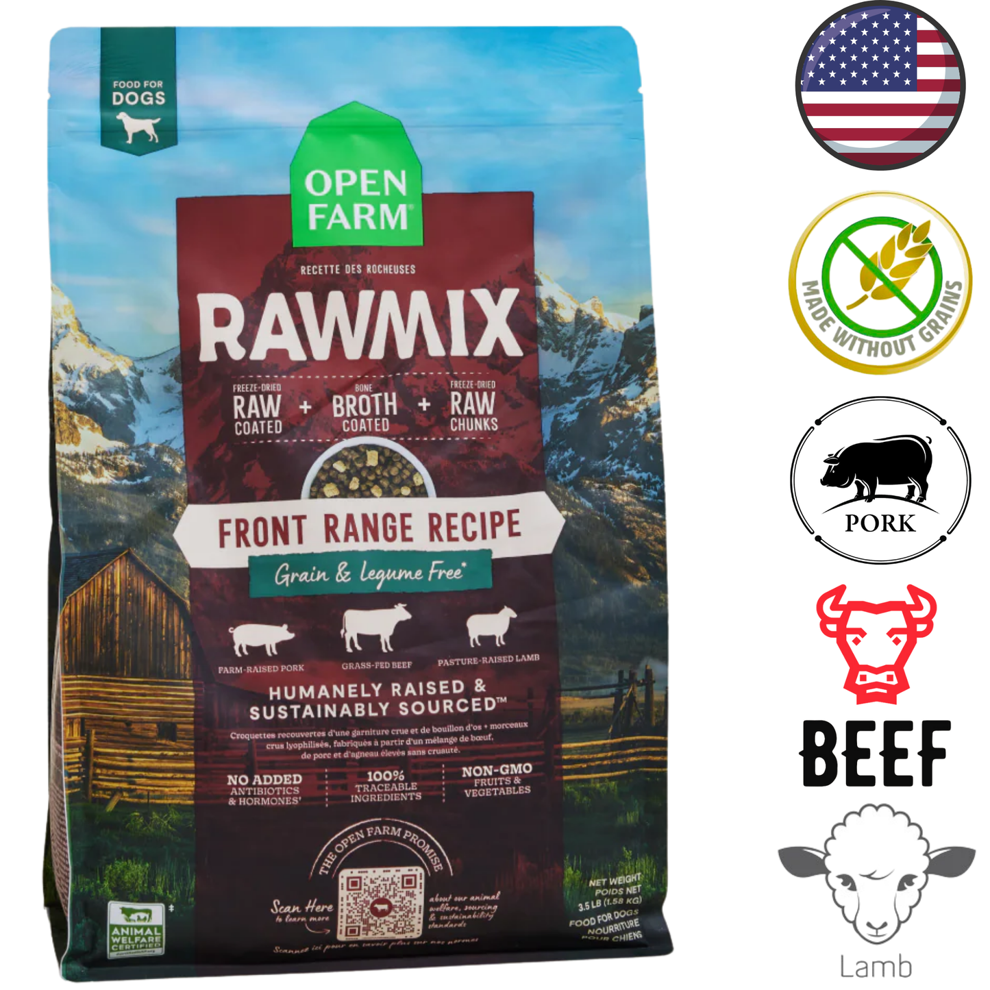 Open Farm - Grain Free Front Range Red Meat RawMix Dry Dog Food - 3.5 lb