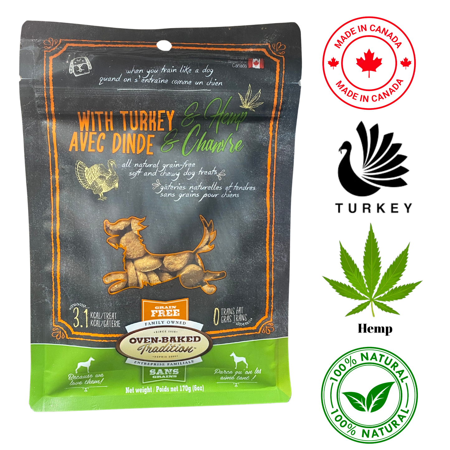 Oven Baked Tradition oven baked natural turkey dog treats with hemp grain free soft chewy dog snacks