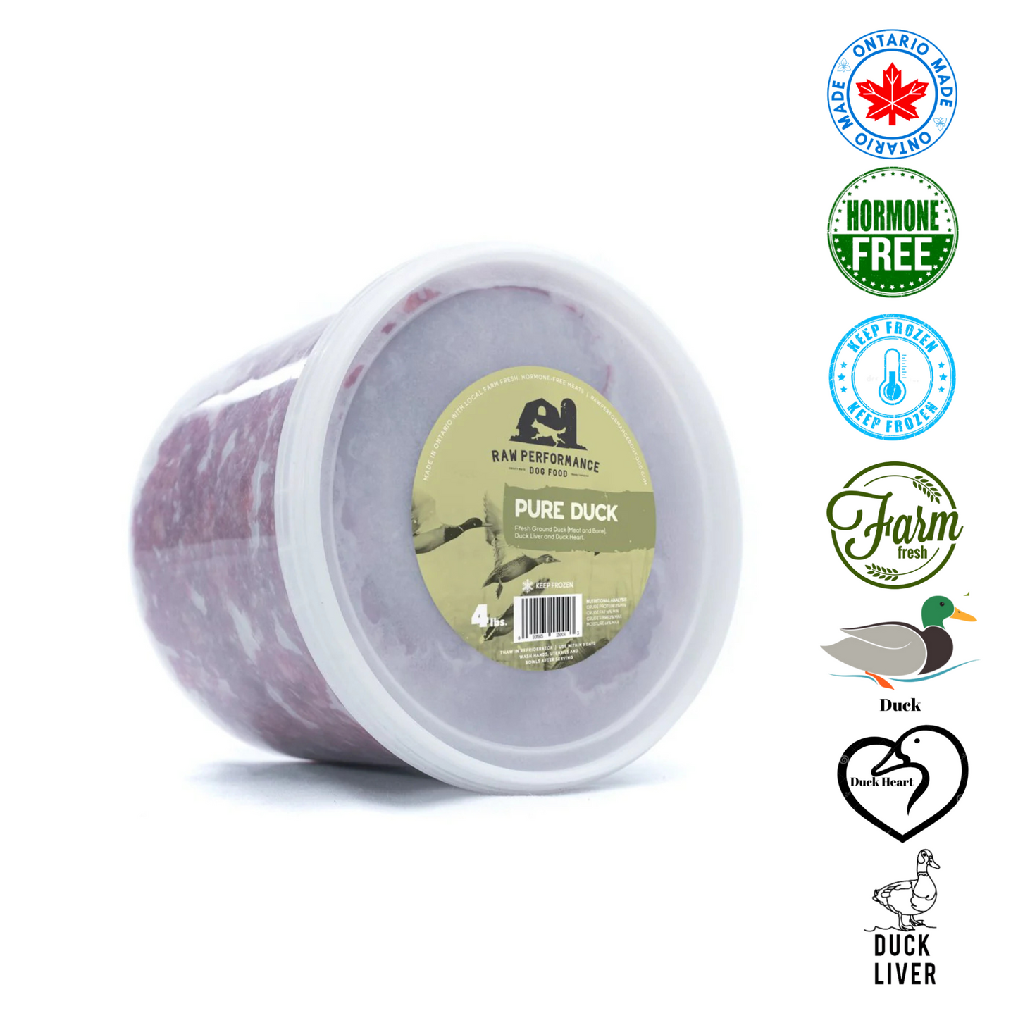 Raw Performance - Pure Duck Raw Dog Food - 1 lb, 2 lb, 4 lb