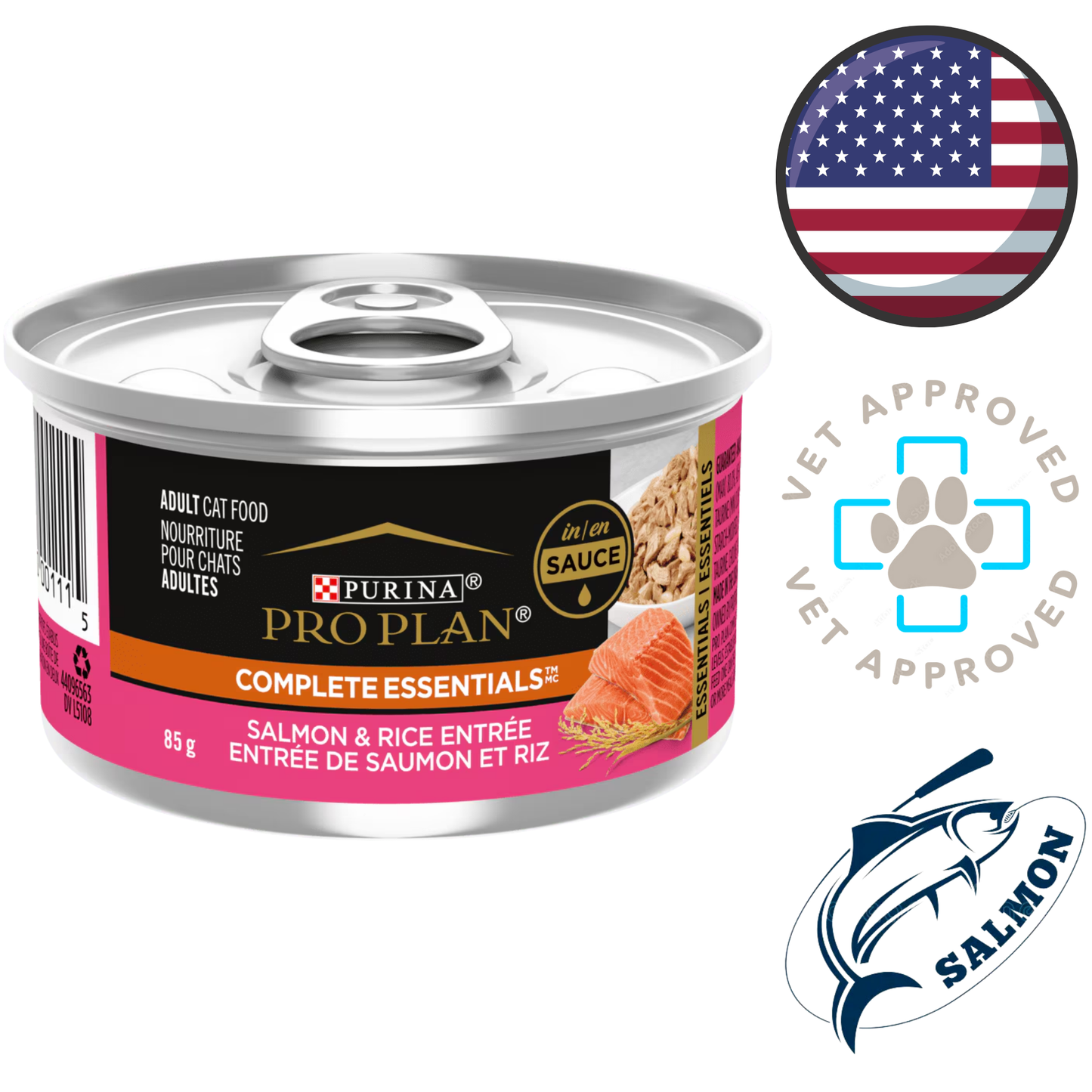 Purina Pro Plan salmon and rice canned cat food in sauce vet approved grain inclusive canned cat food for adults