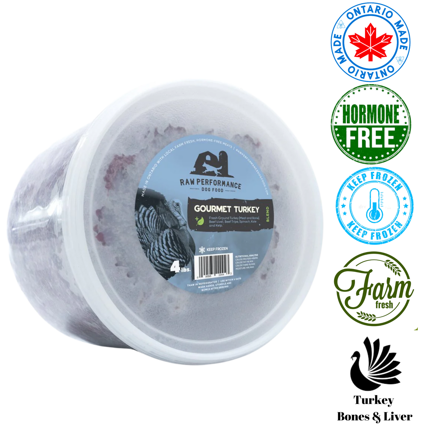 Raw Performance - Gourmet Turkey Raw Dog Food - 1 lb, 2 lb, 4 lb 4