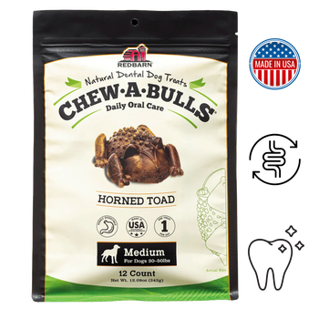 RedBarn Chew A Bulls dog treats in medium size for daily oral care in a 12 count package