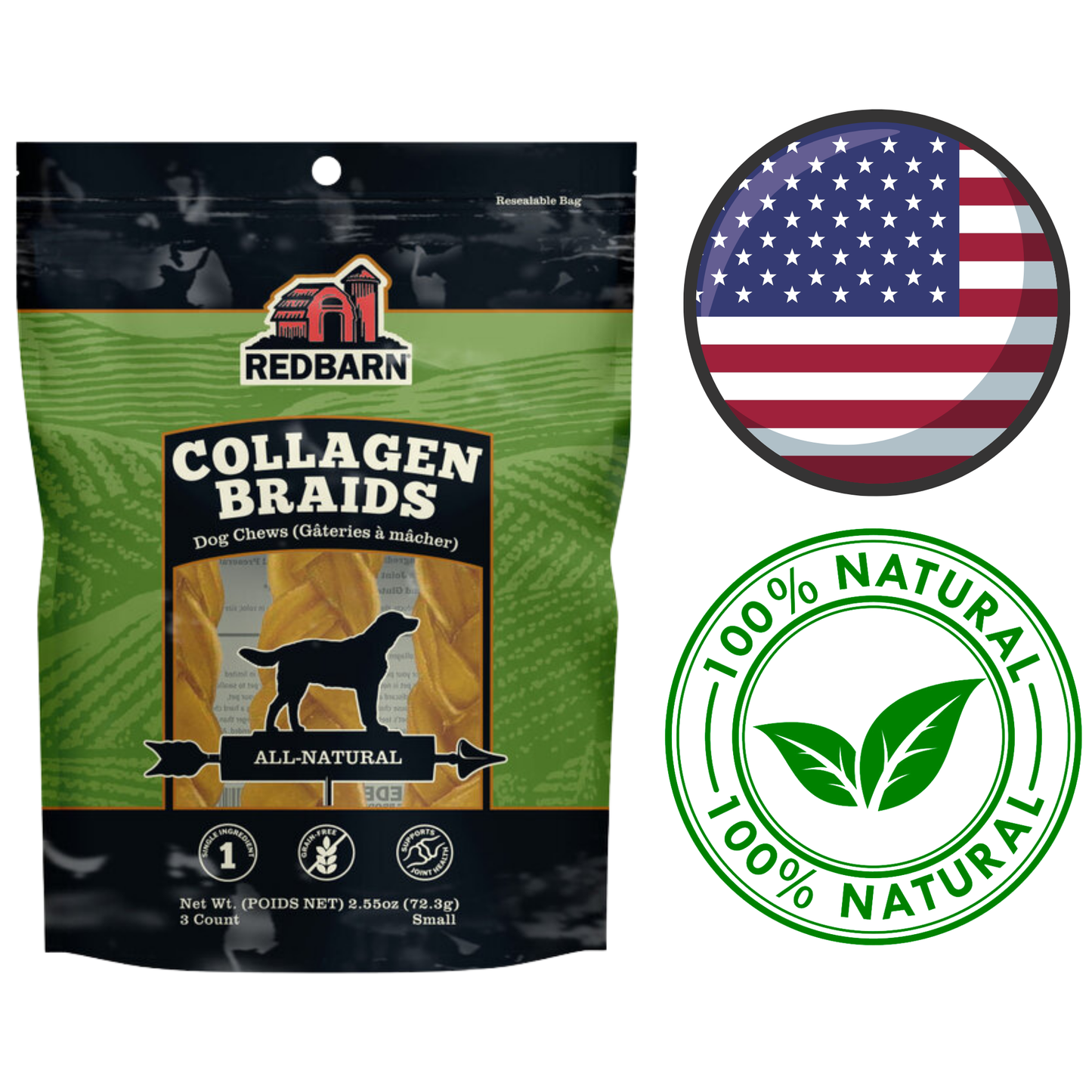 RedBarn collagen dog chews small pack with all natural collagen braids for dogs