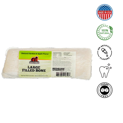 RedBarn Natural Chicken and Apple Dog Treats in a Large Filled Bone for dogs