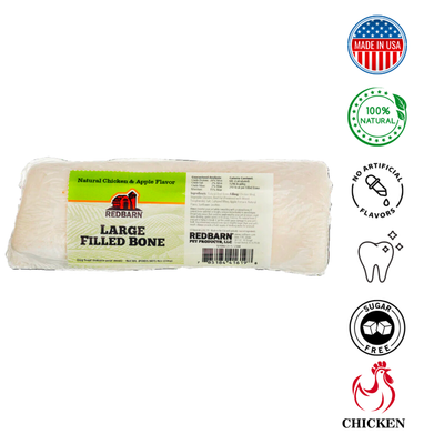 RedBarn Natural Chicken and Apple Dog Treats in a Large Filled Bone for Healthy Chewing