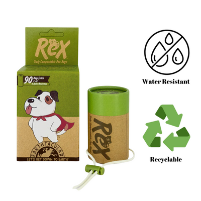 Earthtacular pet waste bags 90 count with recyclable and water resistant features in green packaging