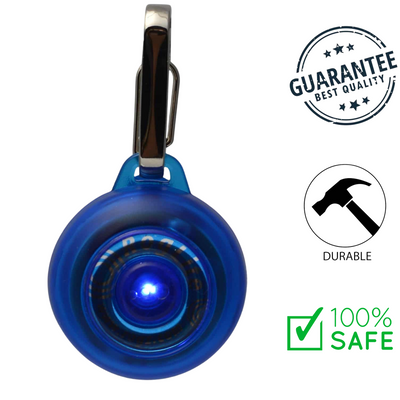 Rogz blue led dog collar light with metal clip for durable and safe pet visibility
