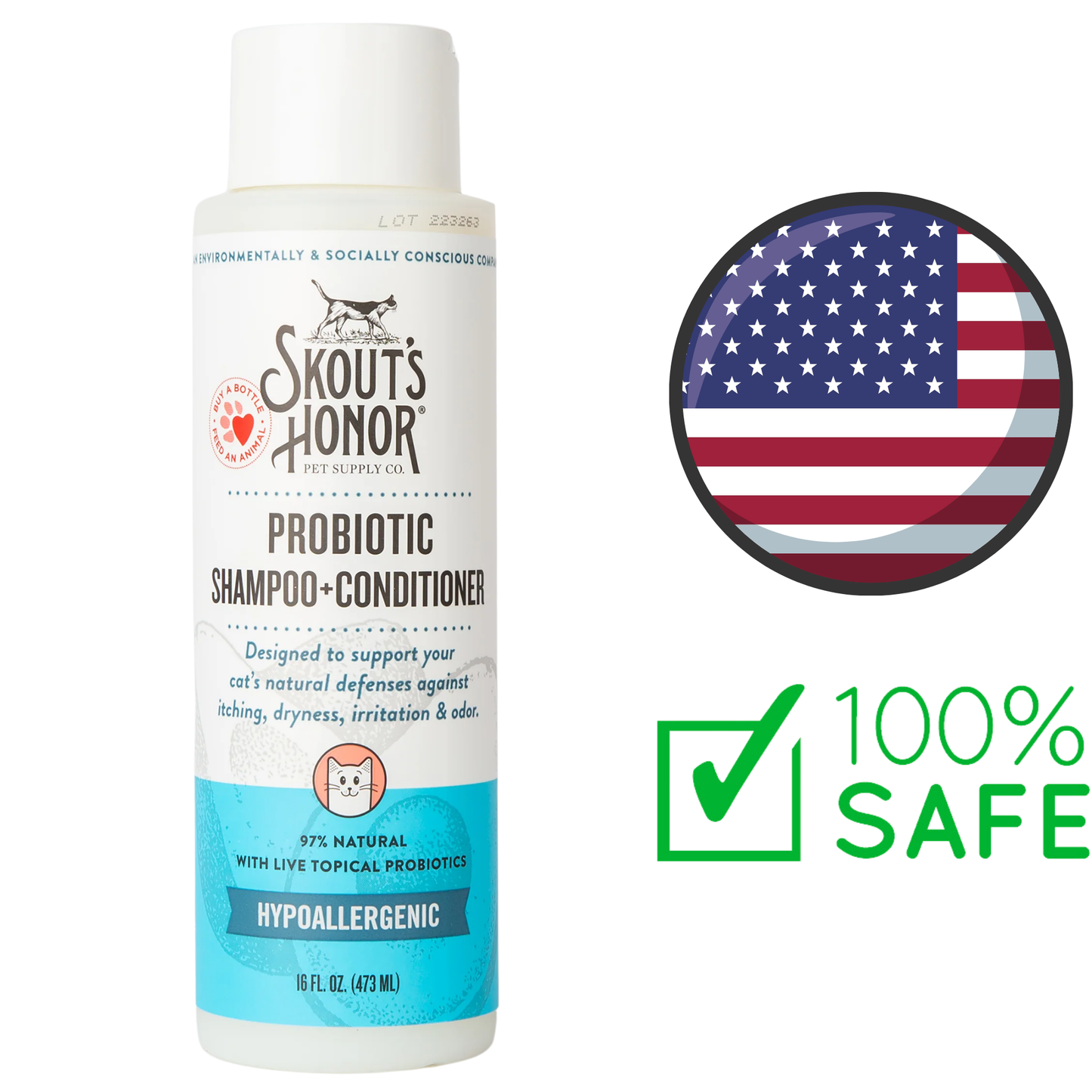 Skout's Honour Hypoallergenic Cat Shampoo and Conditioner with Probiotics for Sensitive Skin