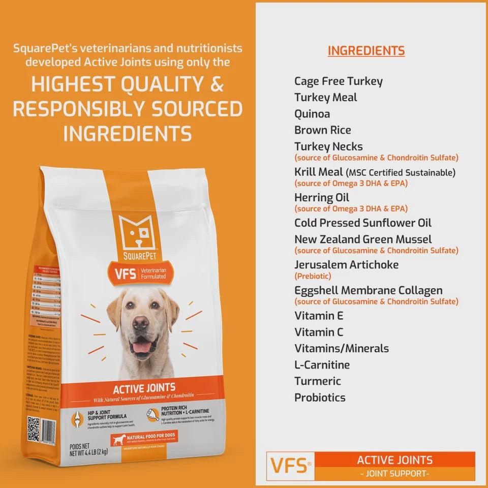 Square Pet Hip and Joint Support Dog Food with turkey and quinoa for healthy joints