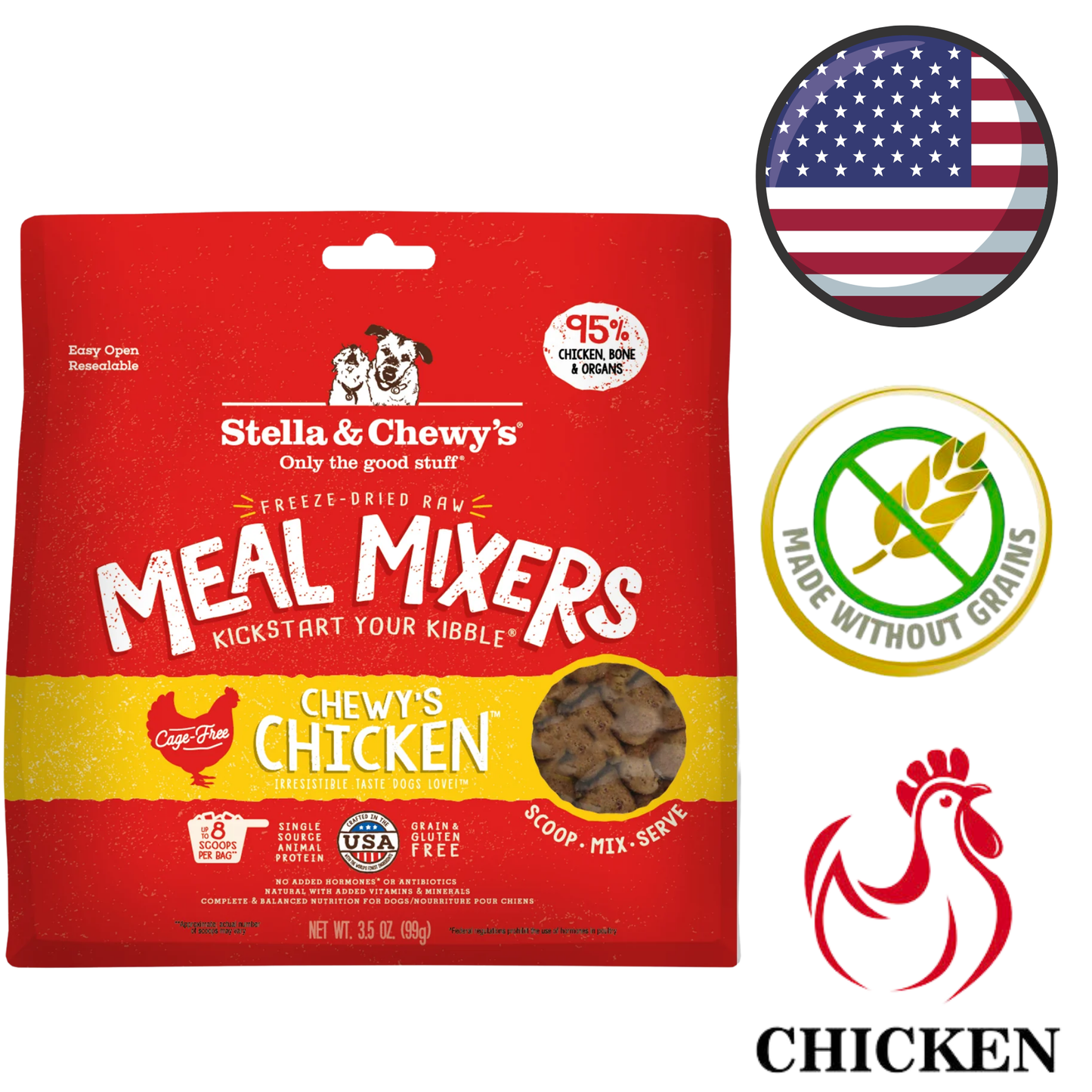 Stella & Chewy's - Chewy's Chicken Freeze Dried Raw Meal Mixers For Dogs - 3.5 Oz