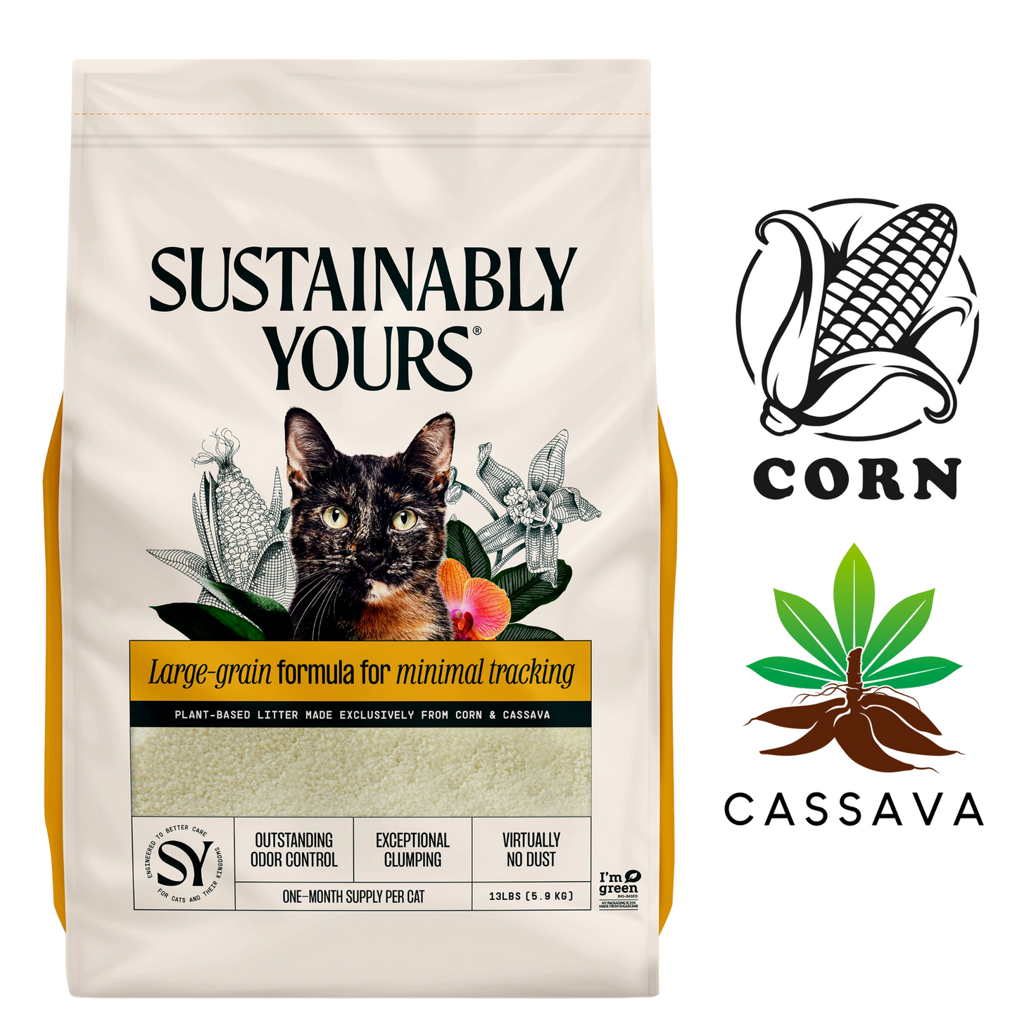 Sustainably Yours large grain Minimal cat litter in a plant-based formula for effective odor control
