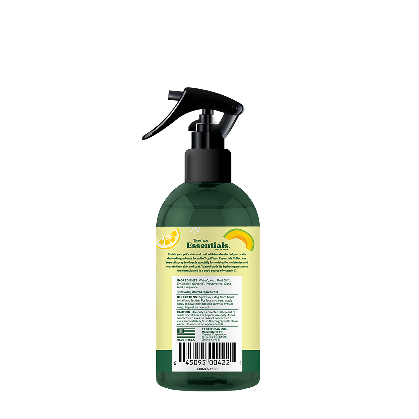 TropiClean dog deodorizing spray bottle for pet grooming and odor control