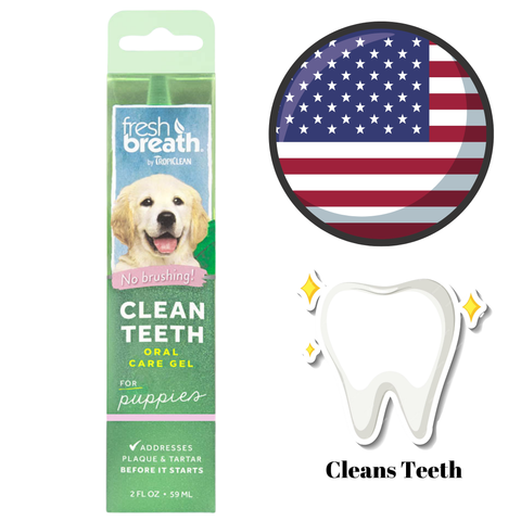 TropiClean teeth oral care gel for puppies with plaque and tartar control in green packaging