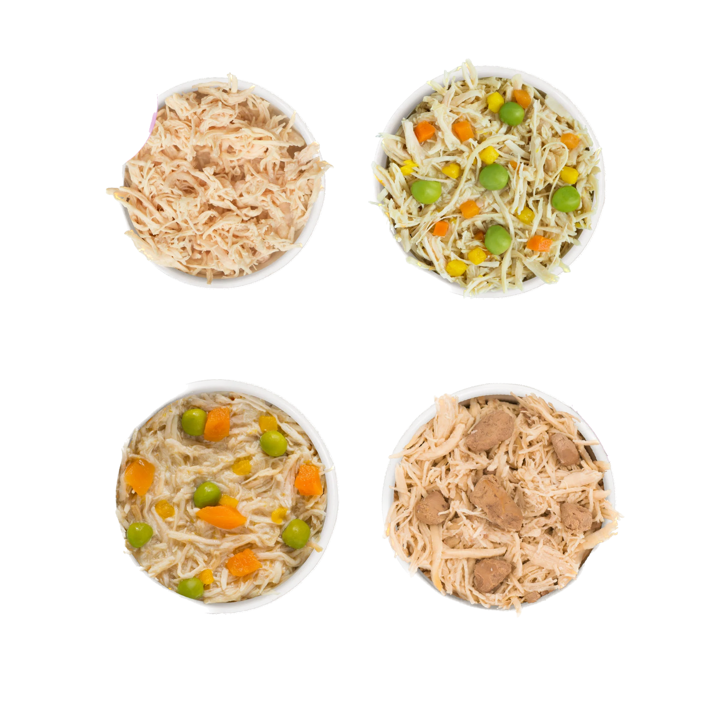 Weruva cat food variety pack featuring four different flavors of shredded meat with vegetables