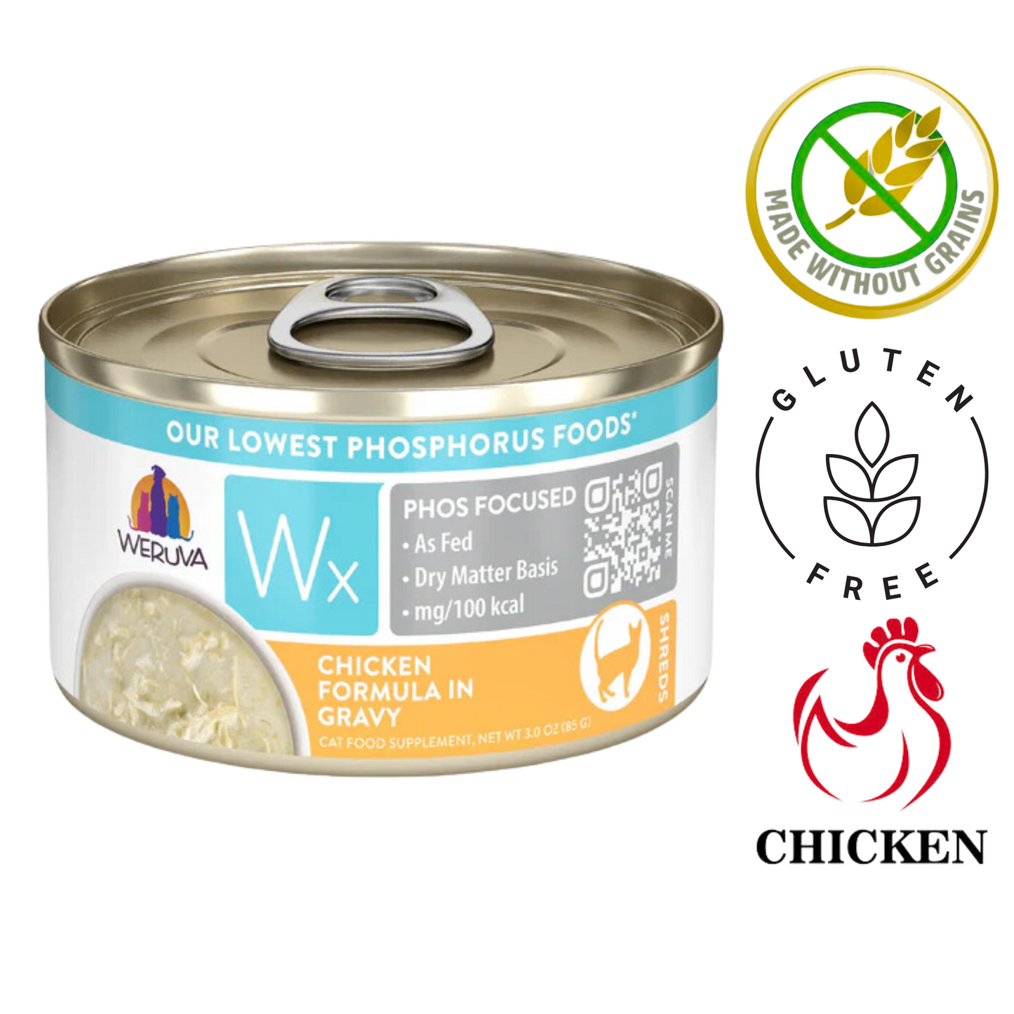 Weruva chicken gravy cat food in a can, gluten-free and grain-free formula for feline nutrition