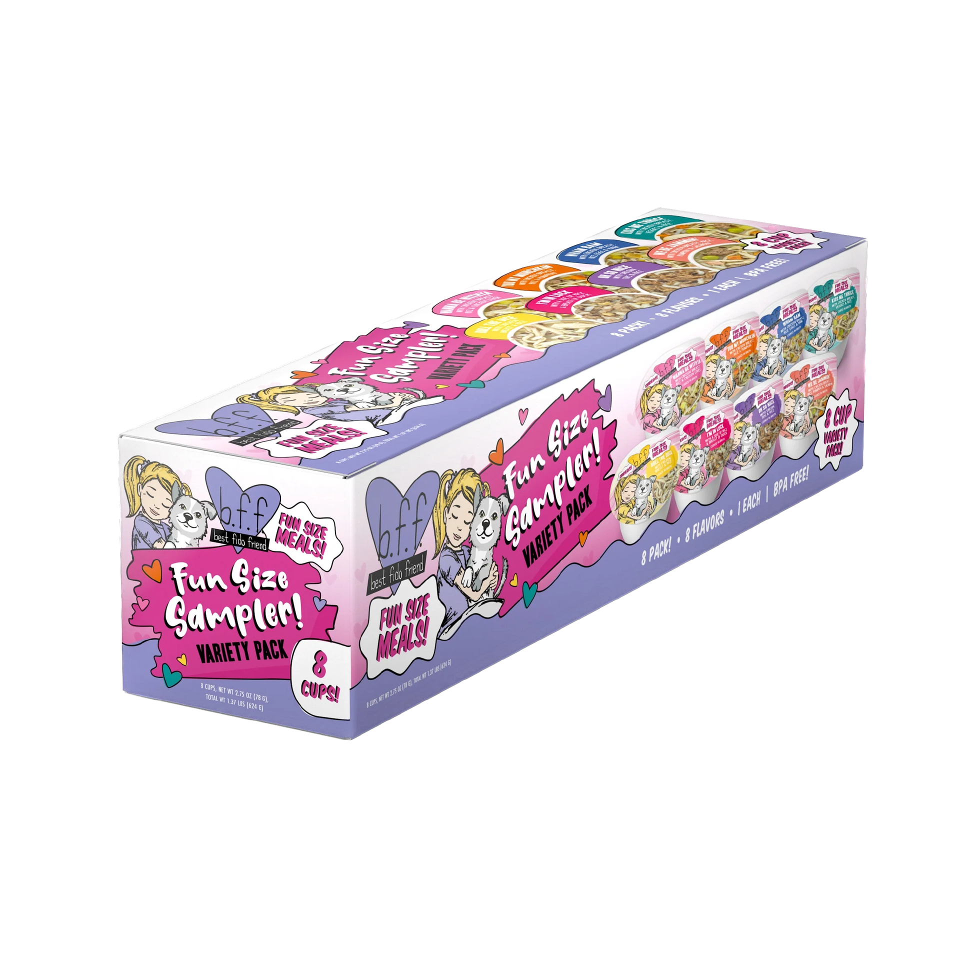 Weruva fun size wet dog food variety pack with multiple flavors in individual cups