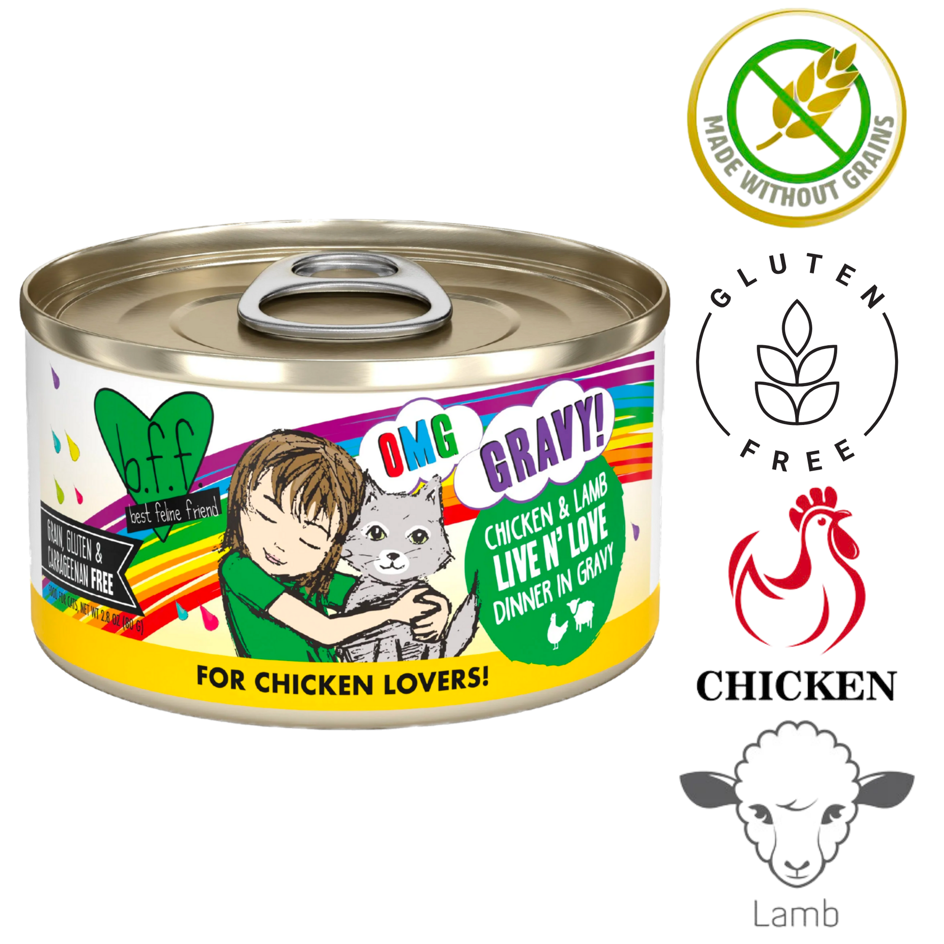 Weruva omg live n love canned cat food chicken and lamb dinner in gravy gluten free grain free