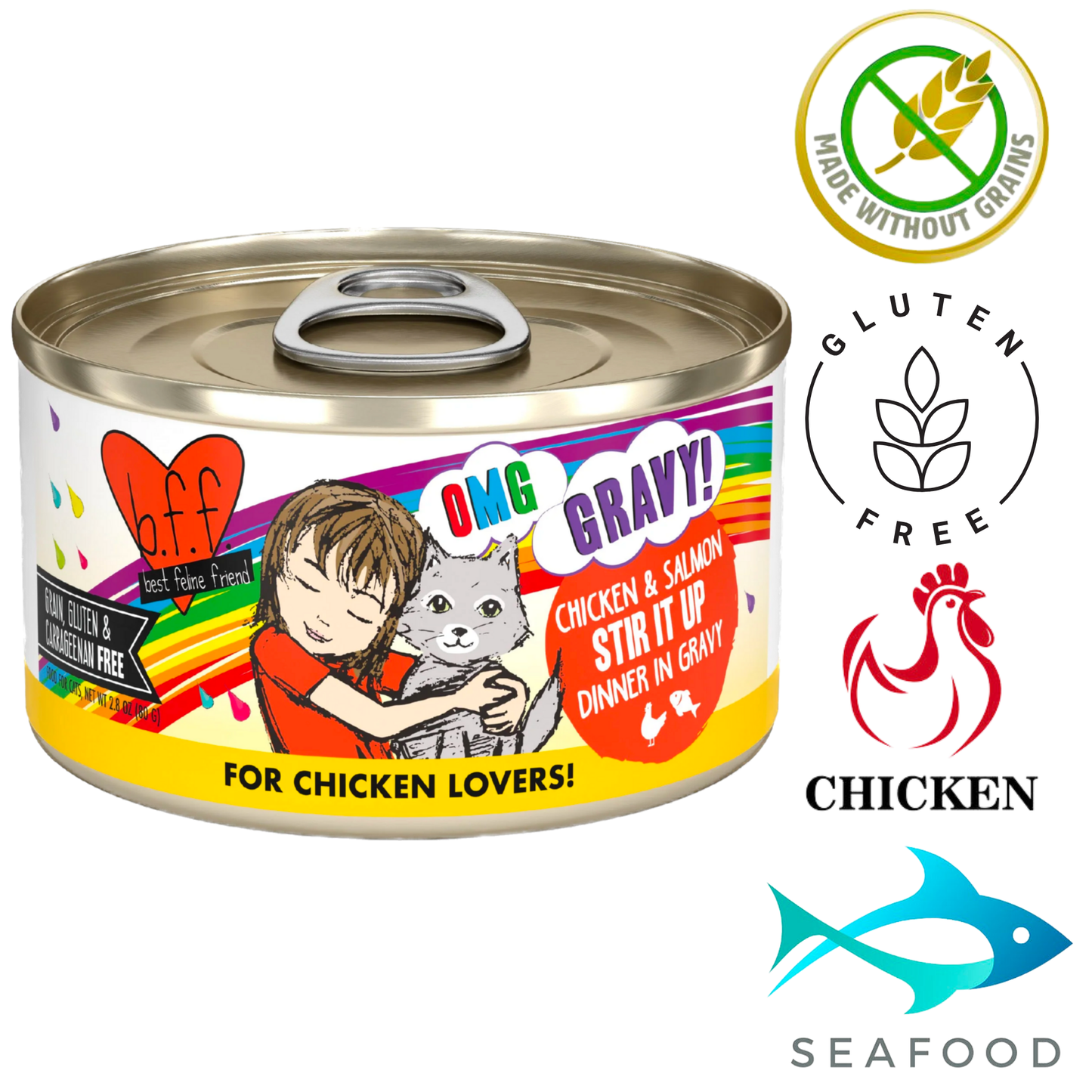 Weruva omg stir canned cat food chicken and salmon stir it up dinner in gravy gluten free grain free