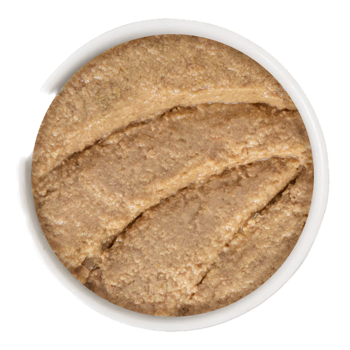 Smooth texture of Weruva Play canned cat food in a white bowl for feline nutrition