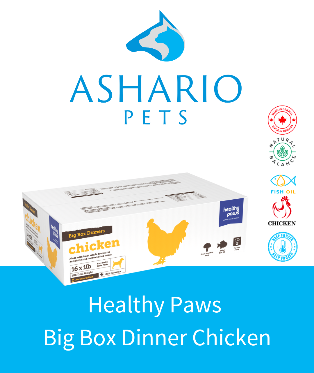 Elevate your pet's dining experience with Ashario Pets' Healthy Paws Big Box Dinner Chicken