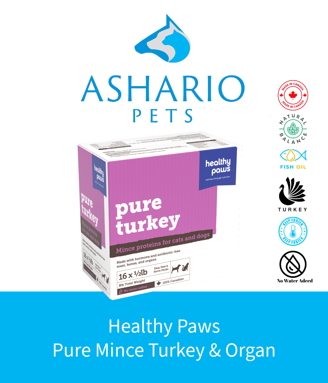 Discover the wholesome goodness of Healthy Paws Pure Mince Turkey & Organ at Ashario Pets Store.