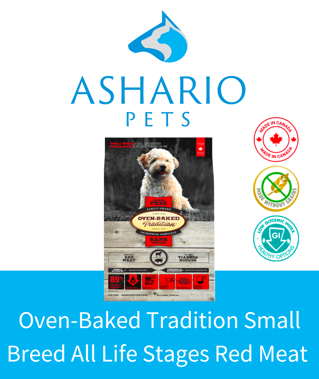 Experience quality nutrition for your canine companion with Ashario Pets' Oven-Baked Tradition All Breeds All Life Stages Grain Free Red Meat Dry Dog Food.