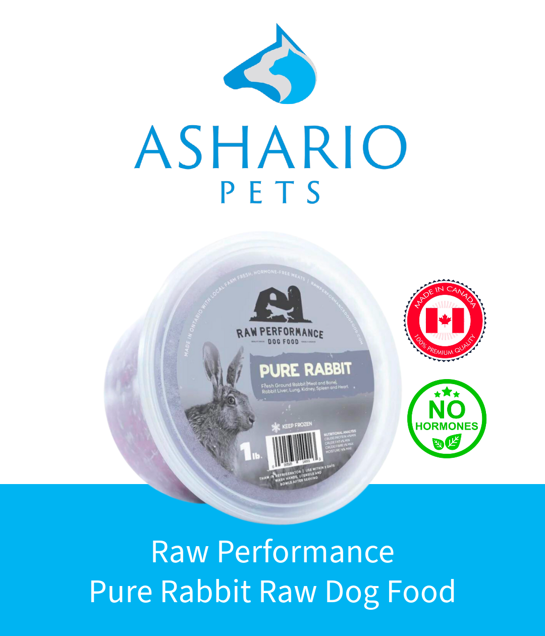 Elevate your dog's nutrition with Raw Performance Pure Rabbit Raw Dog Food, available at Ashario Pets Store.