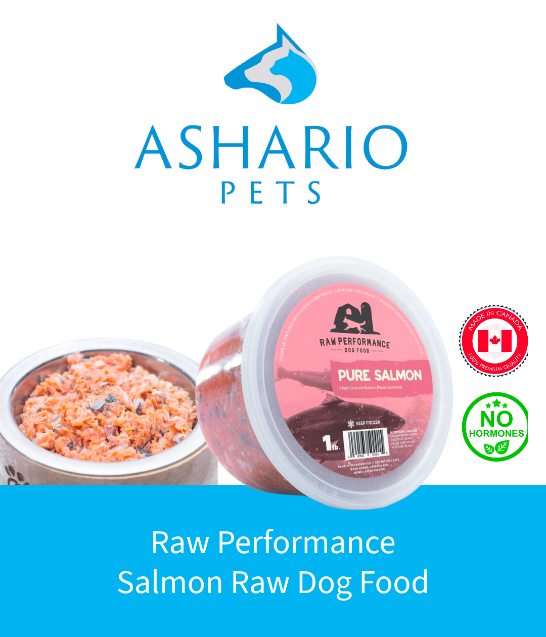 Unveil the nutritional benefits of Raw Performance Salmon Raw Dog Food at Ashario Pets.