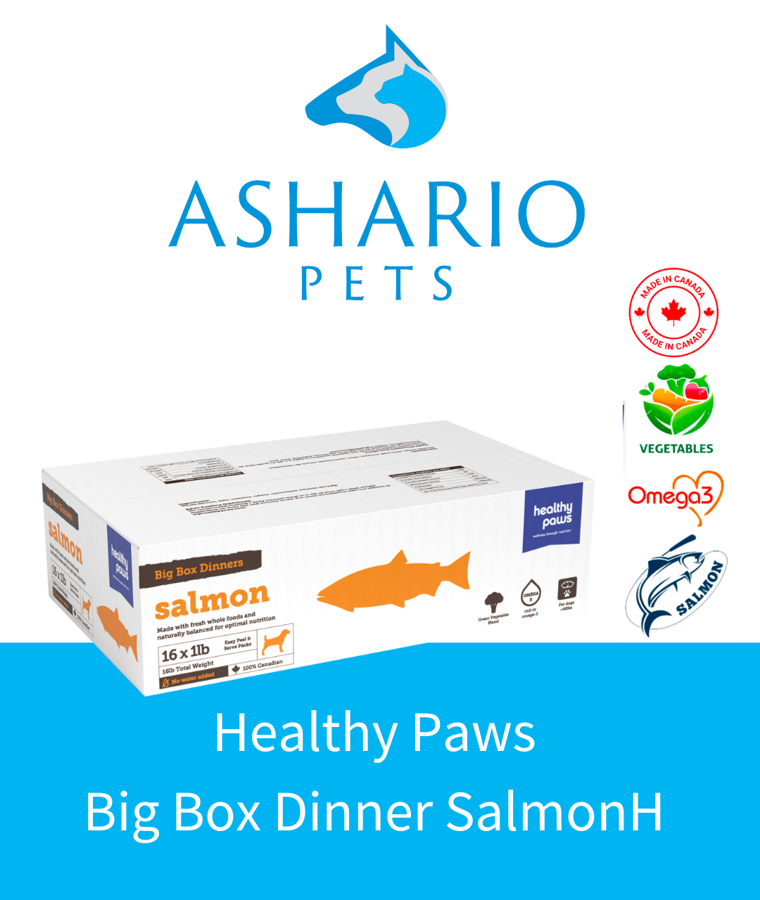 Discover the pinnacle of canine nutrition with Ashario Pets' Healthy Paws Big Box Dinner Salmon.