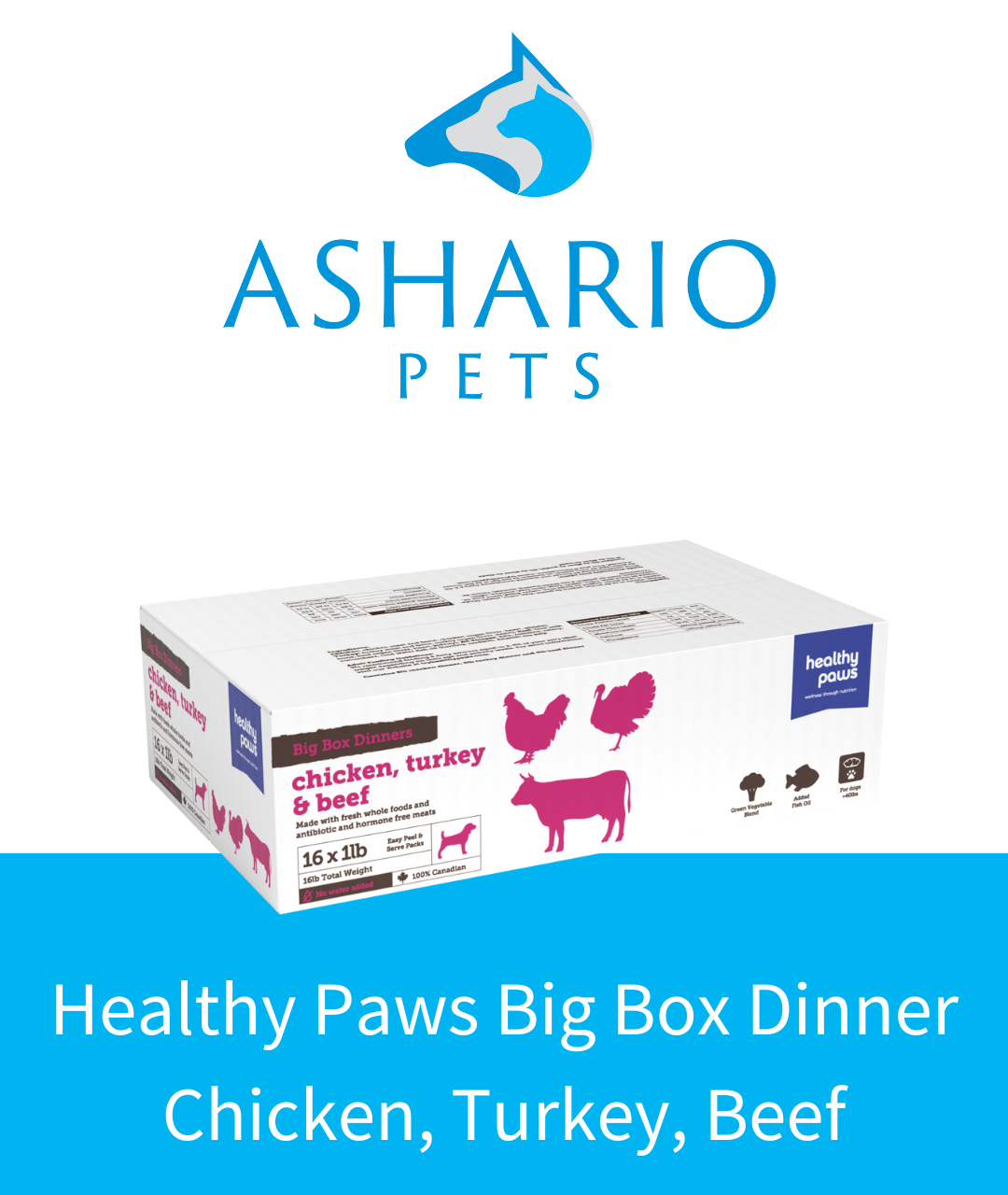 Unlock the potential of Ashario Pets' Healthy Paws Big Box Dinner, designed to provide holistic nutrition and satisfaction for your beloved pet.