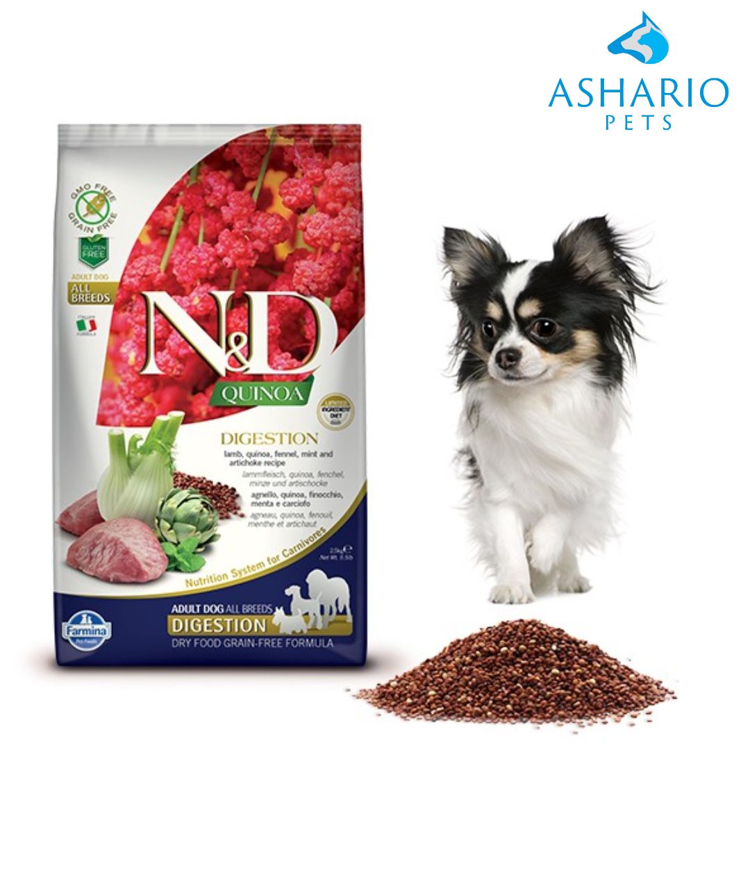Image of Farmina pet food products showcased at Ashario Pet Store in North York, reflecting their commitment to quality and transparency in pet nutrition