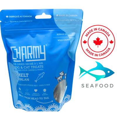 Charmy Air-Dried Smelt 100 Grams: Premium pet treat made from air-dried smelt, rich in omega-3 fatty acids and free from additives.