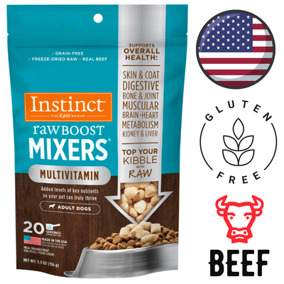 Instinct Raw Boost Mixers Multivitamin Topper Dog, provides a boost of essential vitamins for all dogs. Available at pet stores in North York, Toronto.	