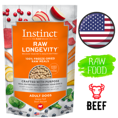 Instinct Raw Freeze Dried Raw Meals Adult Beef Dog Food 9.5 Oz, provides complete and balanced nutrition with high-quality beef. Perfect for pet stores in North York, Toronto.	