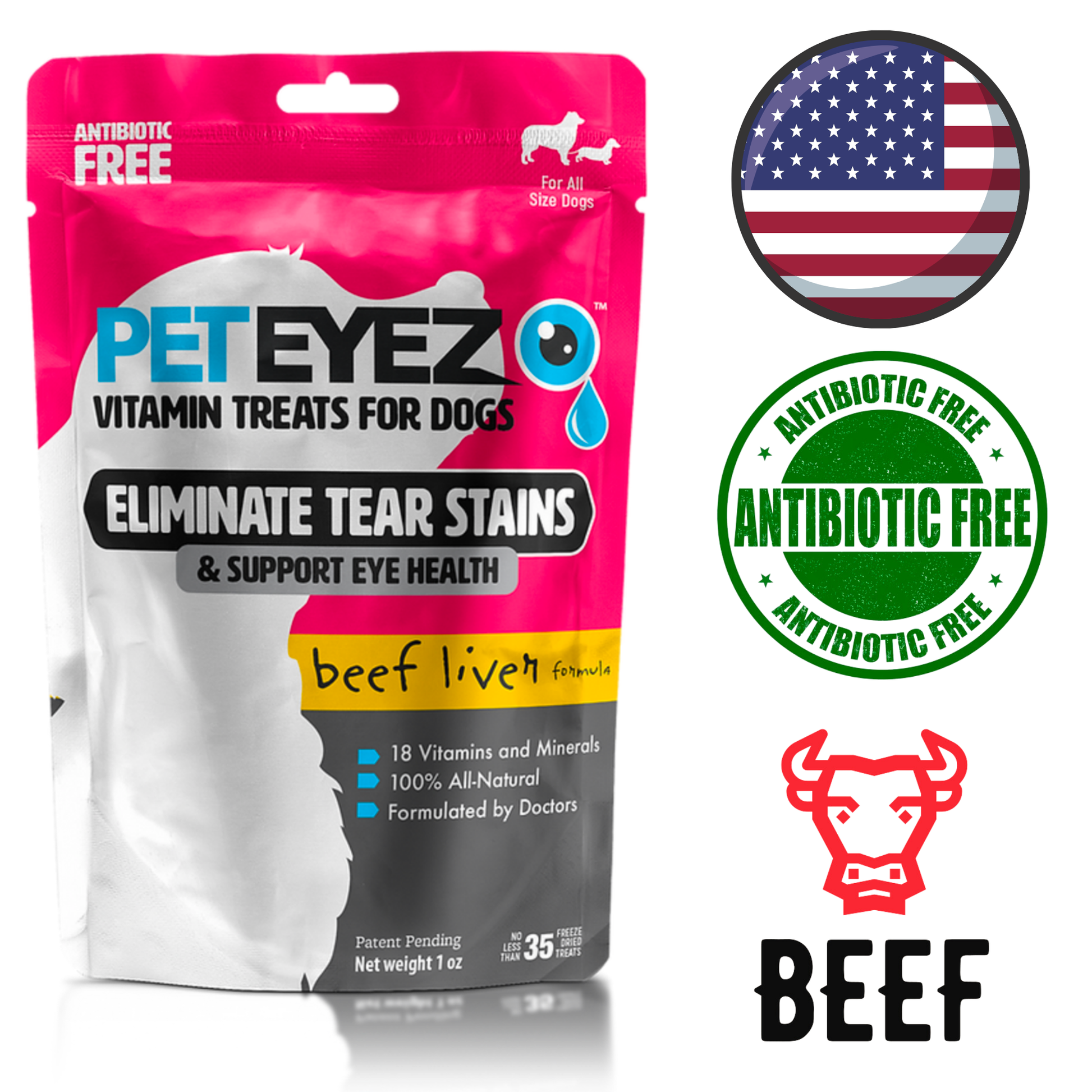 PetEyez Beef Liver Dog Treats 1 Oz, delicious and nutritious treats for dogs. Made with premium beef liver, perfect for rewards.	